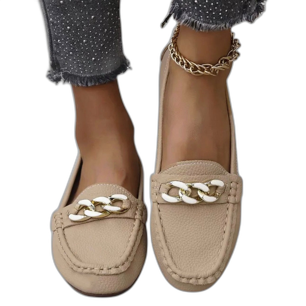 Comfortable Loafers for Women with Closed Toe Studded Casual Style