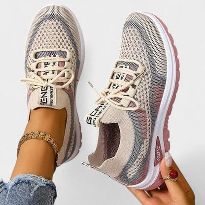 Comfortable Mesh Sneakers for Women with Closed Toe Lace Up Casual Style