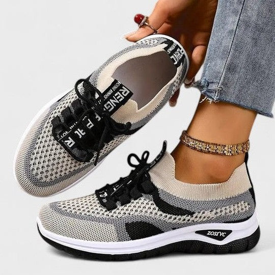Comfortable Mesh Sneakers for Women with Closed Toe Lace Up Casual Style