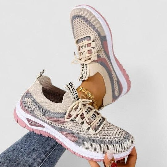 Comfortable Mesh Sneakers for Women with Closed Toe Lace Up Casual Style