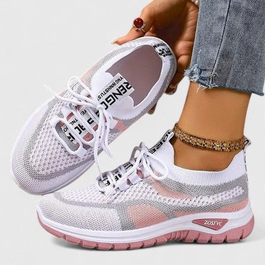 Comfortable Mesh Sneakers for Women with Closed Toe Lace Up Casual Style