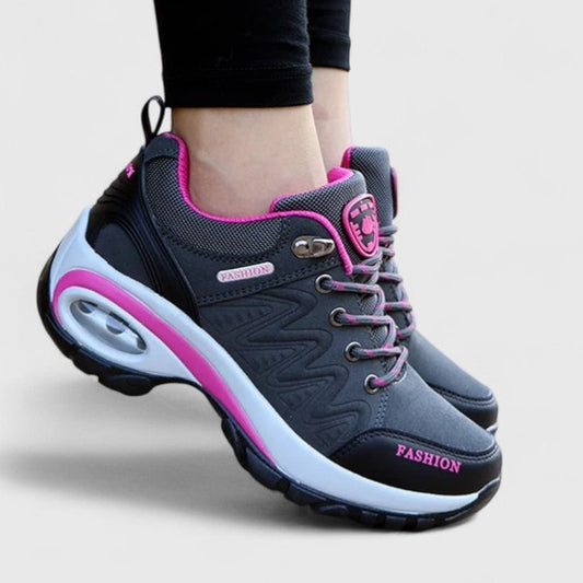 Comfortable Mesh Sneakers for Women with Platform Closed Toe Lace Up Casual Style
