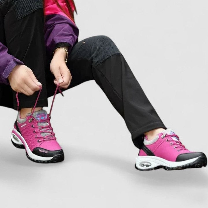 Comfortable Mesh Sneakers for Women with Platform Closed Toe Lace Up Casual Style