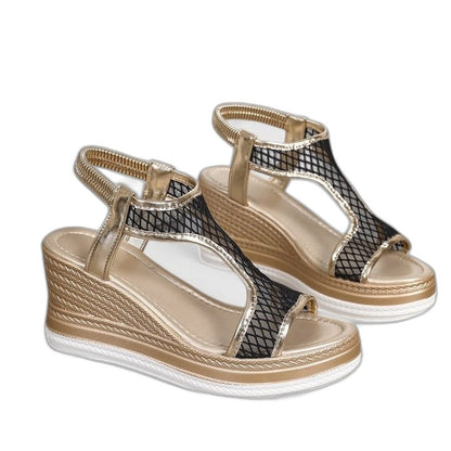 Comfortable Mesh Wedge Sandals for Women with Platform Ankle Strap Open Toe Casual Style