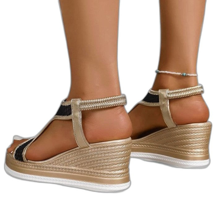 Comfortable Mesh Wedge Sandals for Women with Platform Ankle Strap Open Toe Casual Style