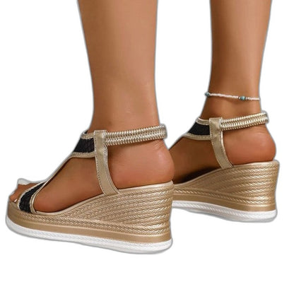 Comfortable Mesh Wedge Sandals for Women with Platform Ankle Strap Open Toe Casual Style