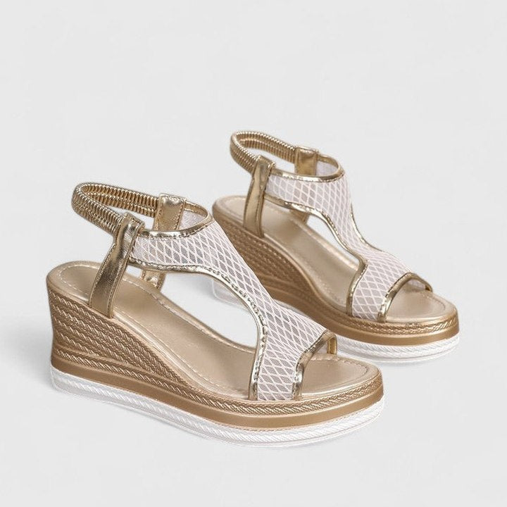 Comfortable Mesh Wedge Sandals for Women with Platform Ankle Strap Open Toe Casual Style