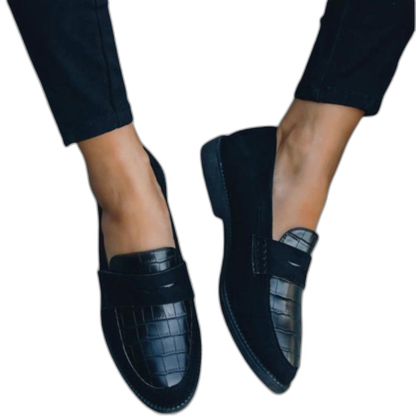 Comfortable Navy Leather Loafers for Women with Closed Toe Casual Style