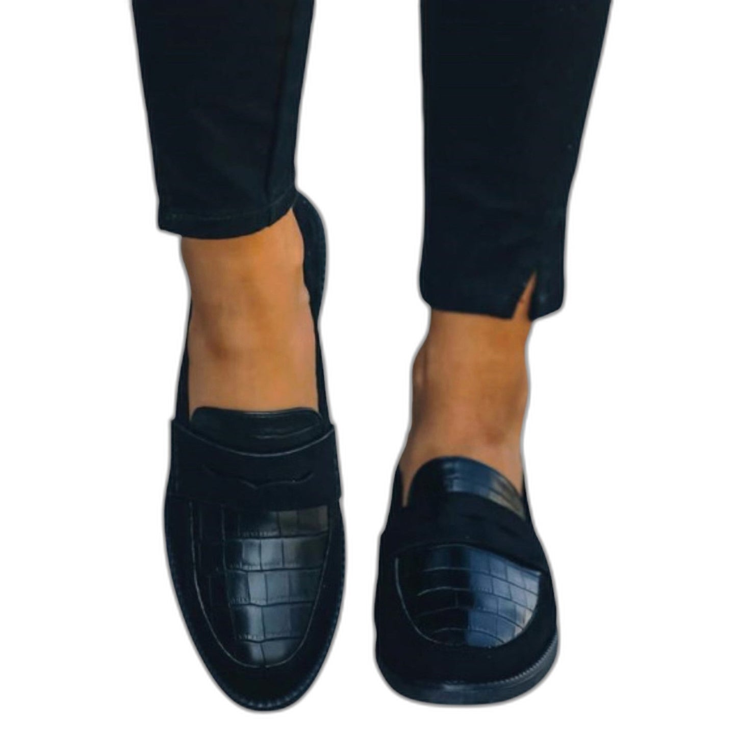 Comfortable Navy Leather Loafers for Women with Closed Toe Casual Style