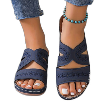 Comfortable Navy Sandals for Women with Cutout Open Toe Casual Style