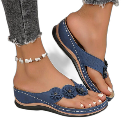 Comfortable Navy Sandals for Women with Platform Open Toe Casual Style
