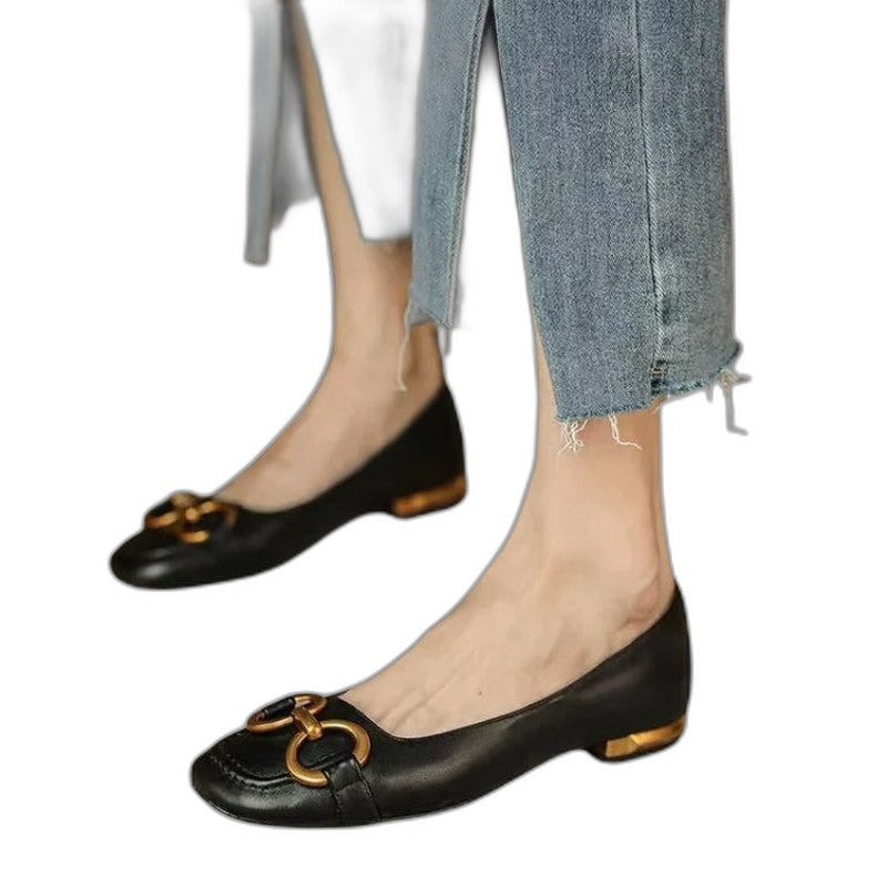 Comfortable Navy Suede Ballet Flats for Women with Closed Toe Casual Style