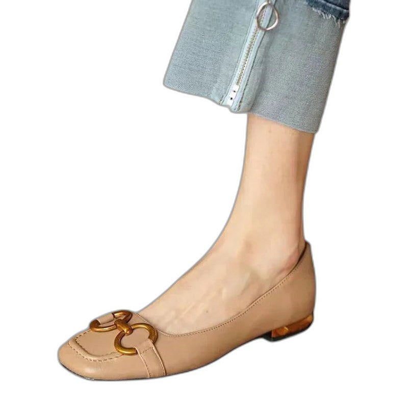 Comfortable Navy Suede Ballet Flats for Women with Closed Toe Casual Style