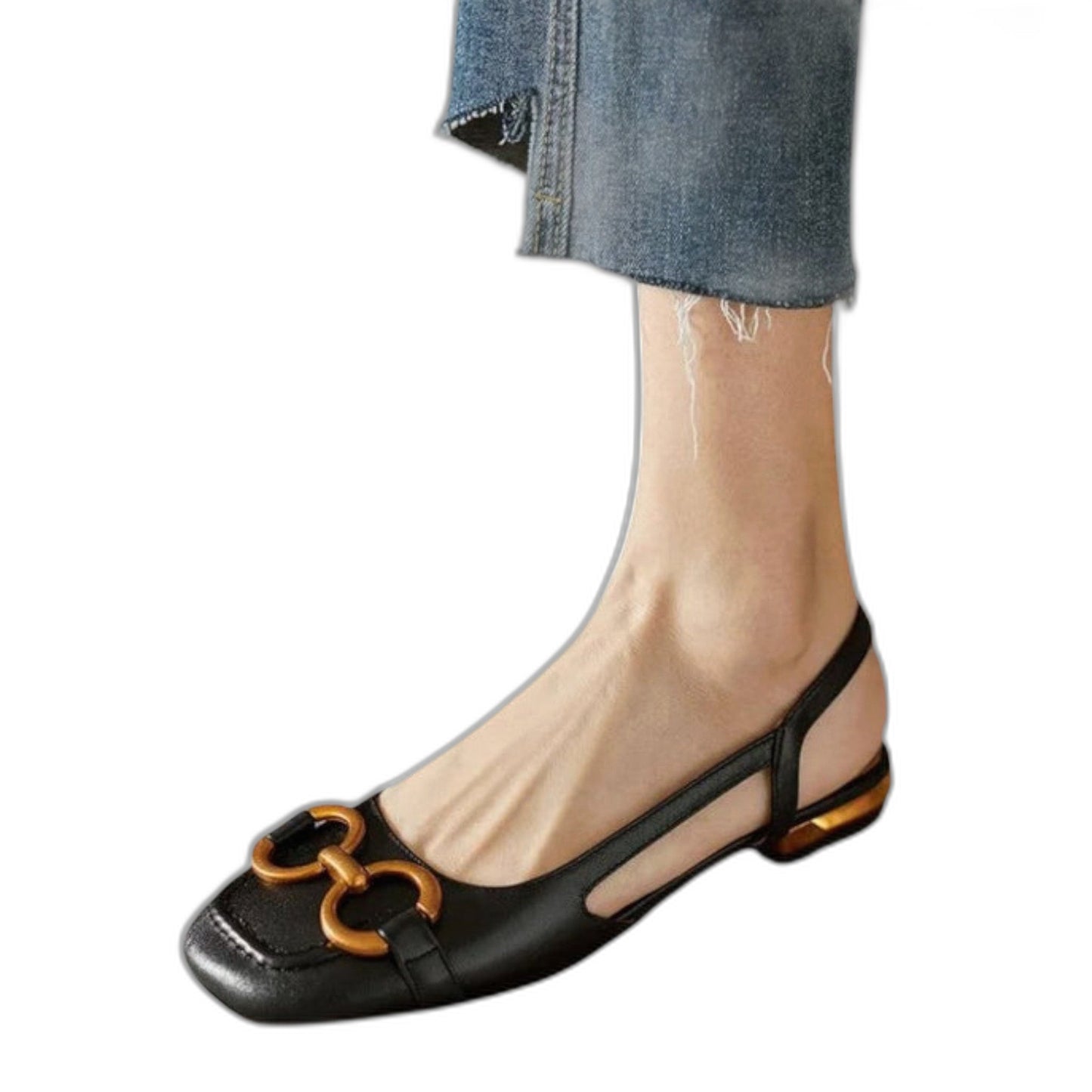 Comfortable Navy Suede Flats for Women with Slingback Closed Toe Casual Style