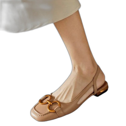 Comfortable Navy Suede Flats for Women with Slingback Closed Toe Casual Style