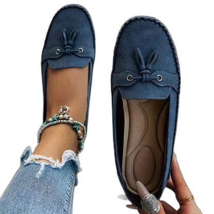 Comfortable Navy Suede Loafers for Women with Closed Toe Casual Style