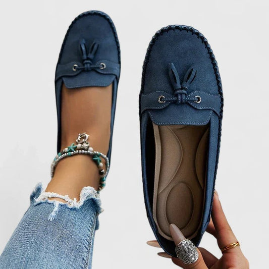 Comfortable Navy Suede Loafers for Women with Closed Toe Casual Style