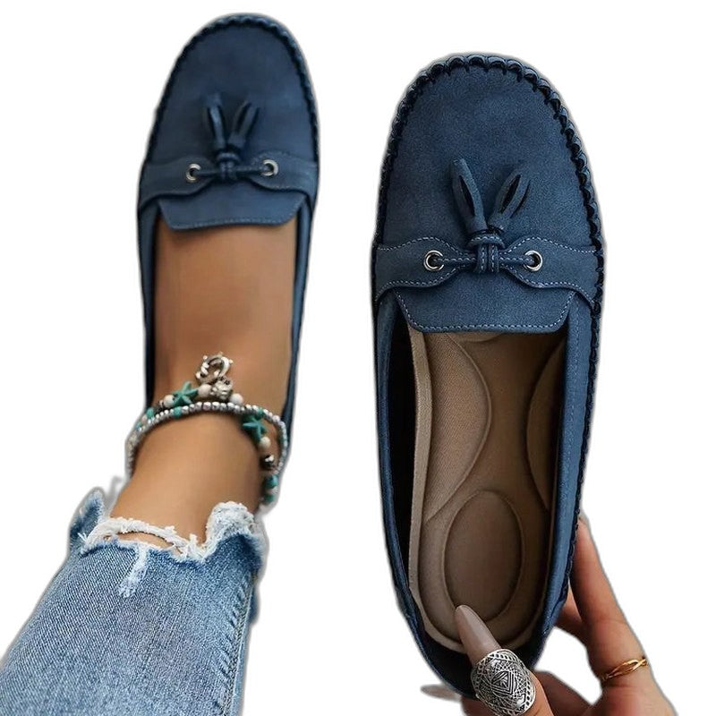Comfortable Navy Suede Loafers for Women with Closed Toe Casual Style