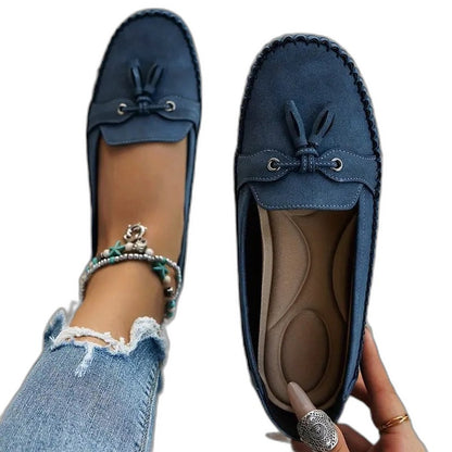 Comfortable Navy Suede Loafers for Women with Closed Toe Casual Style