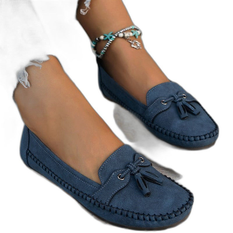 Comfortable Navy Suede Loafers for Women with Closed Toe Casual Style