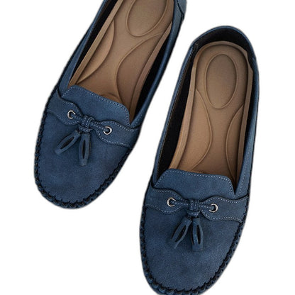 Comfortable Navy Suede Loafers for Women with Closed Toe Casual Style