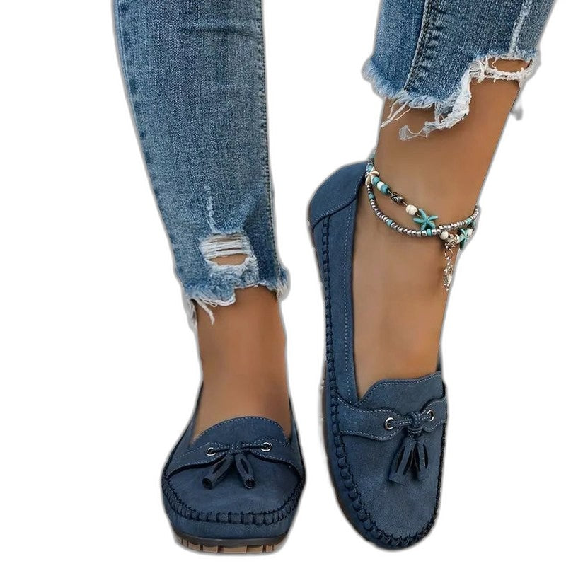 Comfortable Navy Suede Loafers for Women with Closed Toe Casual Style