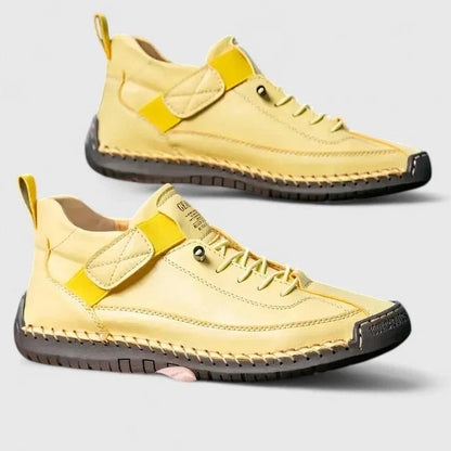 Comfortable Pink Leather Sneakers for Women with Platform Closed Toe Lace Up Casual Style