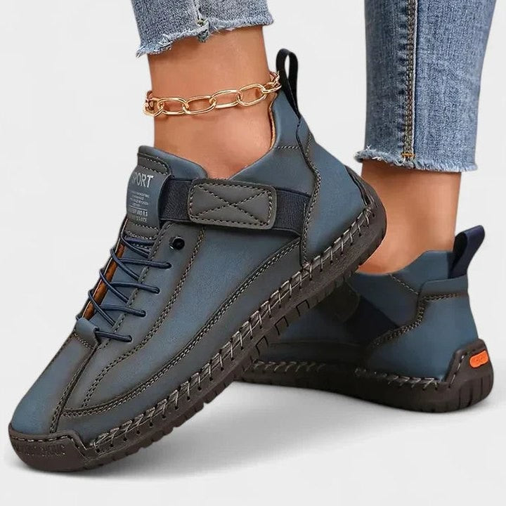 Comfortable Pink Leather Sneakers for Women with Platform Closed Toe Lace Up Casual Style