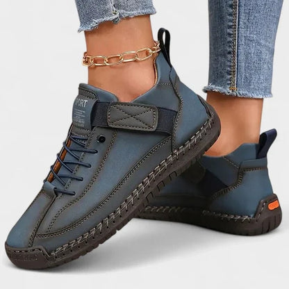 Comfortable Pink Leather Sneakers for Women with Platform Closed Toe Lace Up Casual Style