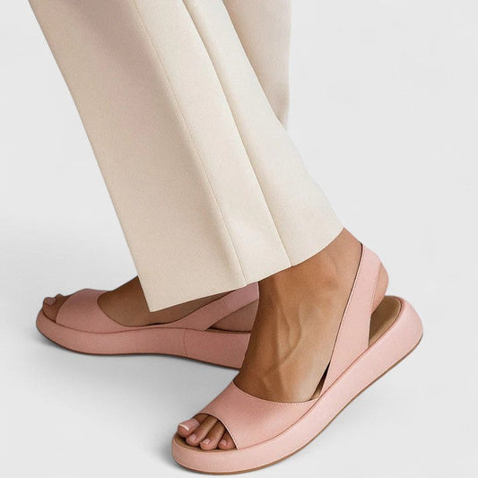 Comfortable Pink Platform Sandals for Women with Slingback Open Toe Casual Style