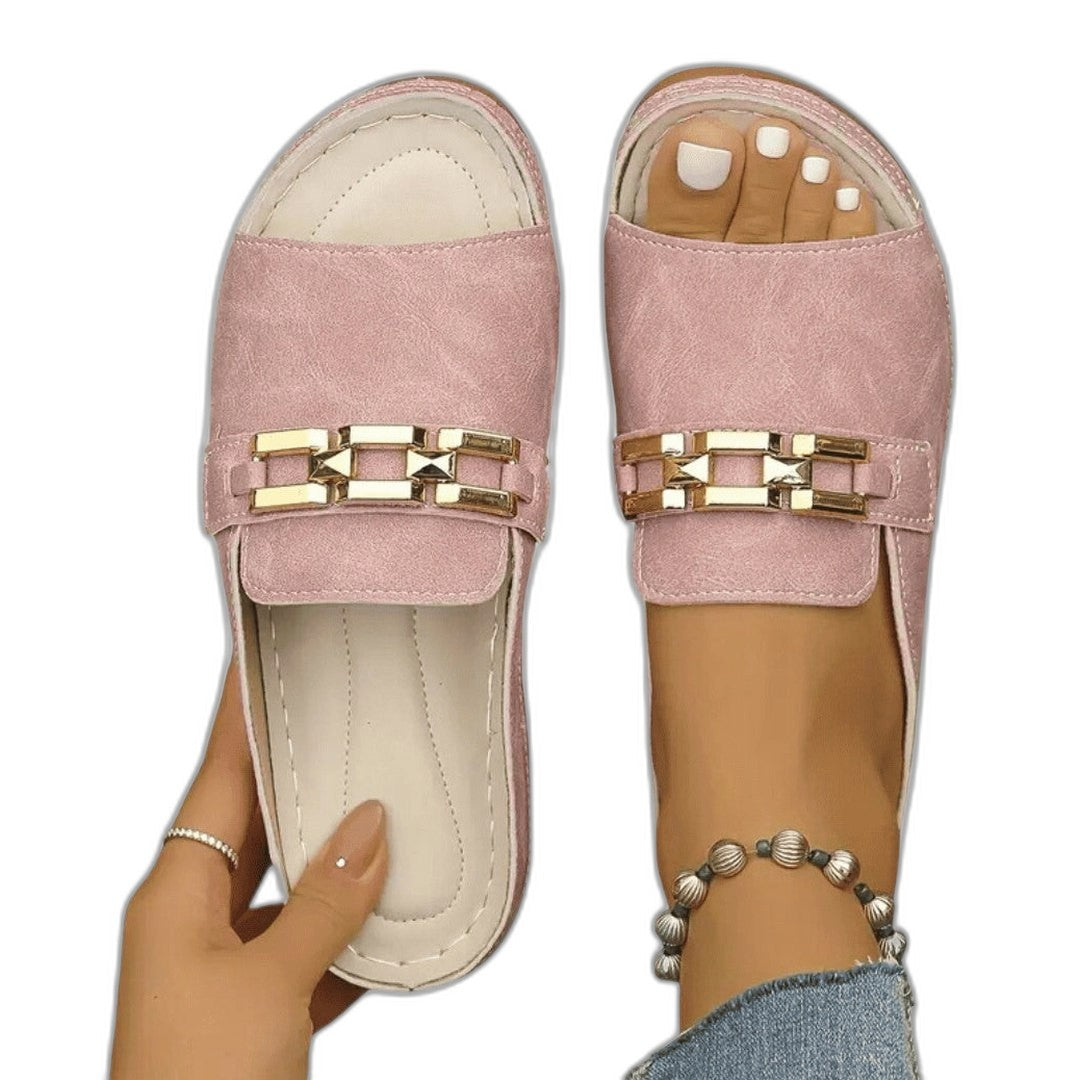 Comfortable Pink Suede Sandals for Women with Platform Open Toe Casual Style