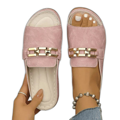 Comfortable Pink Suede Sandals for Women with Platform Open Toe Casual Style