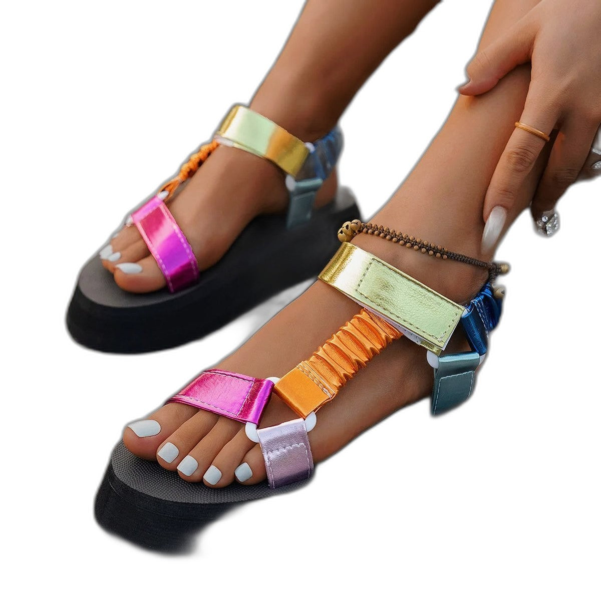 Comfortable Platform Sandals for Women with Ankle Strap Open Toe Buckle Casual Style