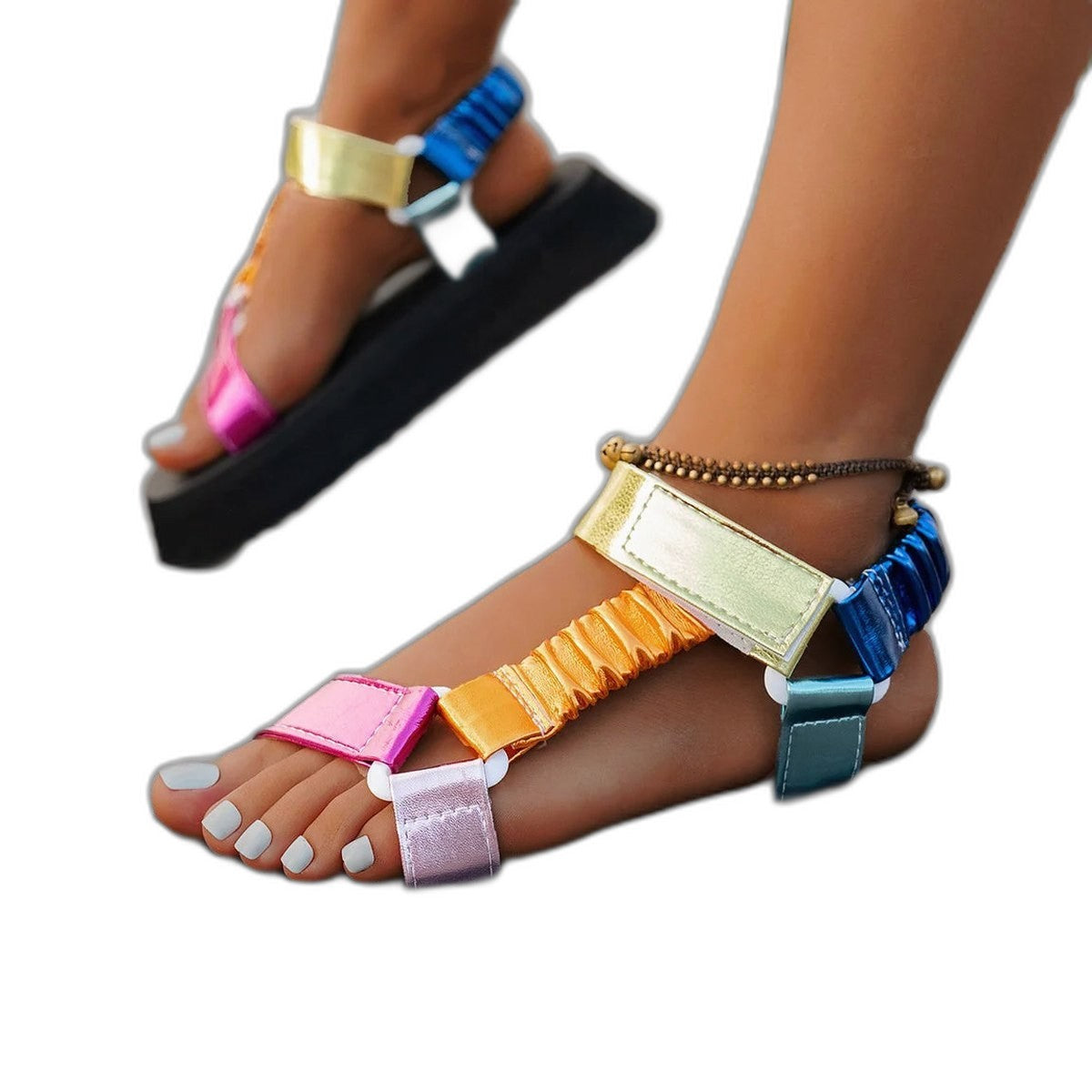 Comfortable Platform Sandals for Women with Ankle Strap Open Toe Buckle Casual Style