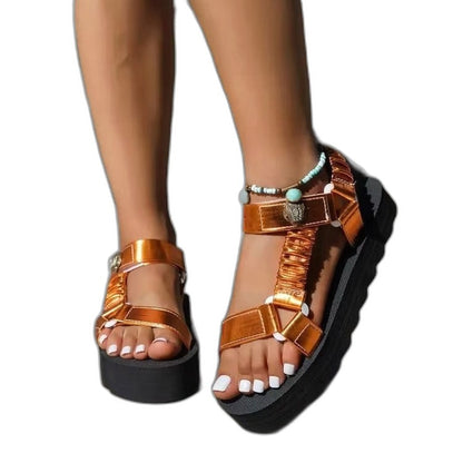 Comfortable Platform Sandals for Women with Ankle Strap Open Toe Buckle Casual Style