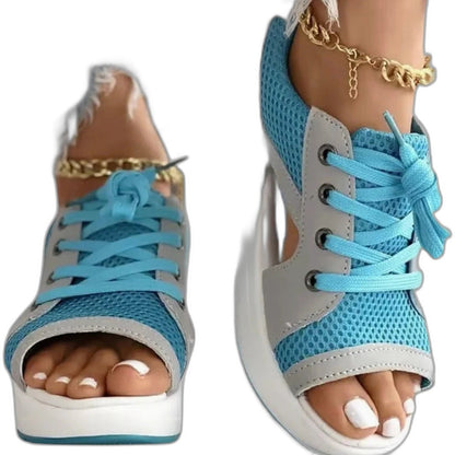 Comfortable Platform Sandals for Women with Open Toe Lace Up Casual Style