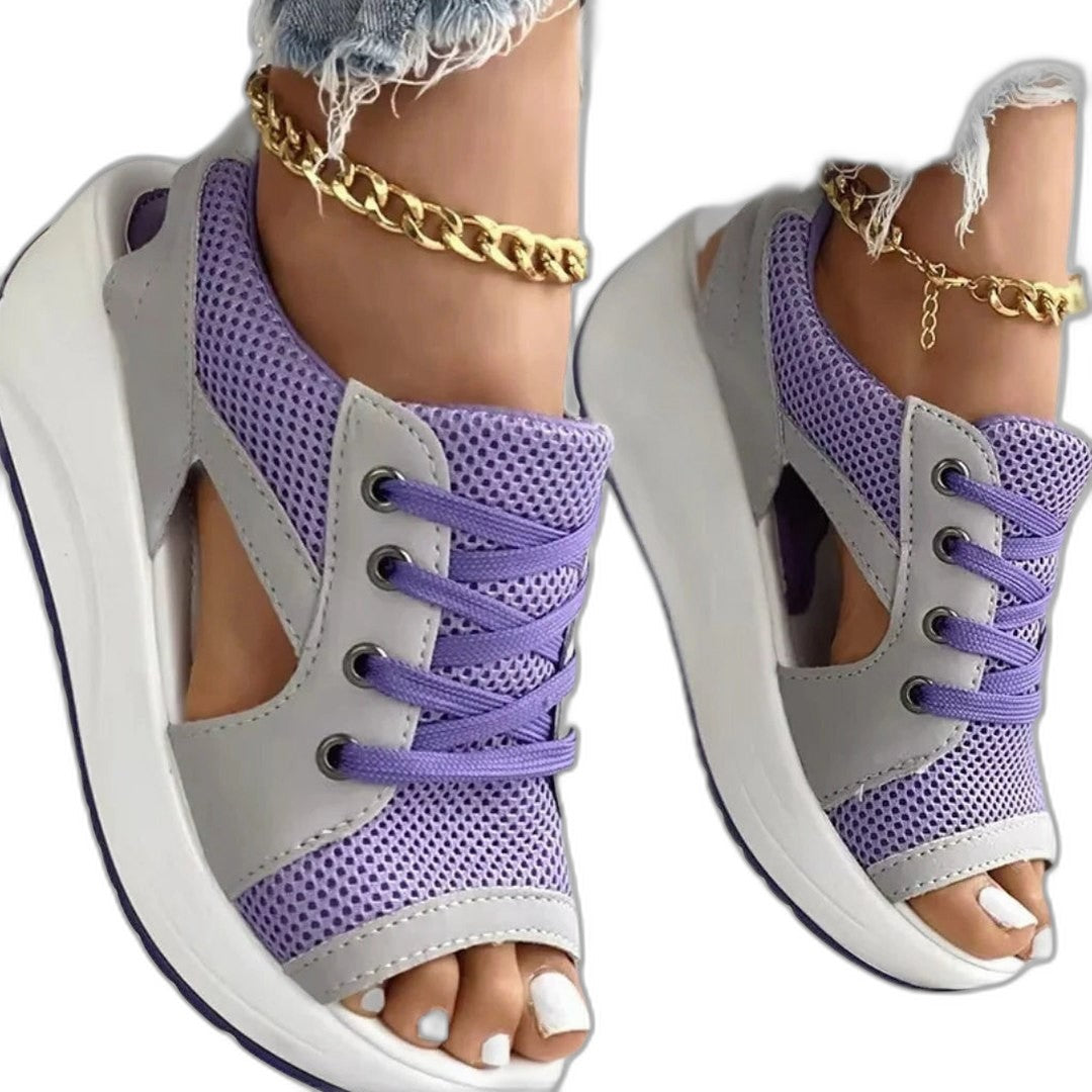 Comfortable Platform Sandals for Women with Open Toe Lace Up Casual Style