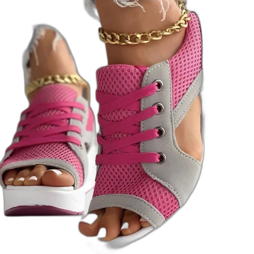 Comfortable Platform Sandals for Women with Open Toe Lace Up Casual Style