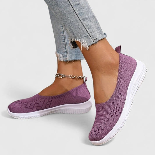 Comfortable Purple Mesh Sneakers for Women with Closed Toe Casual Style