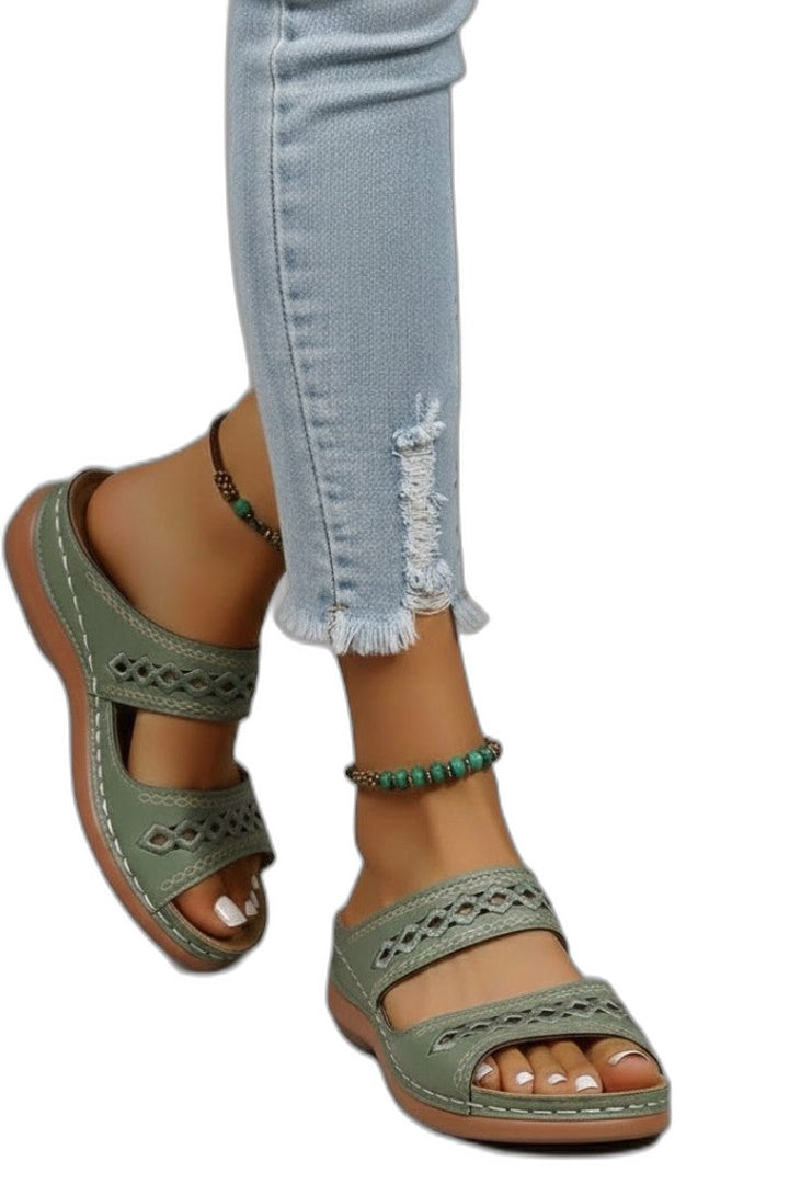Comfortable Red Leather Mules for Women with Open Toe Casual Style