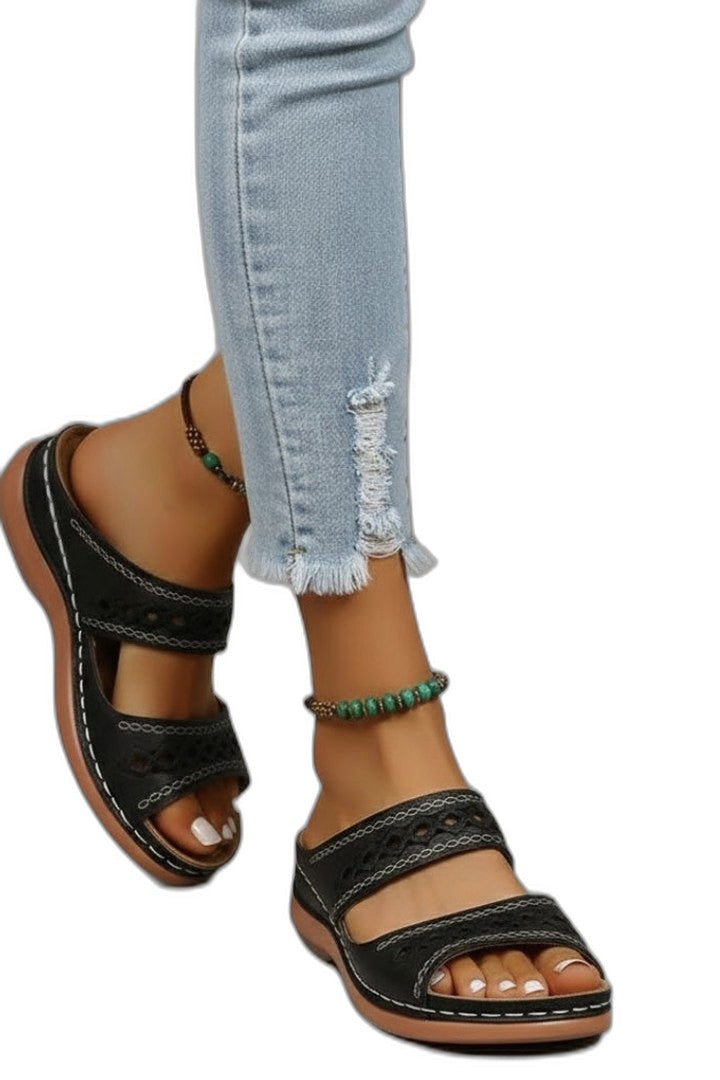 Comfortable Red Leather Mules for Women with Open Toe Casual Style