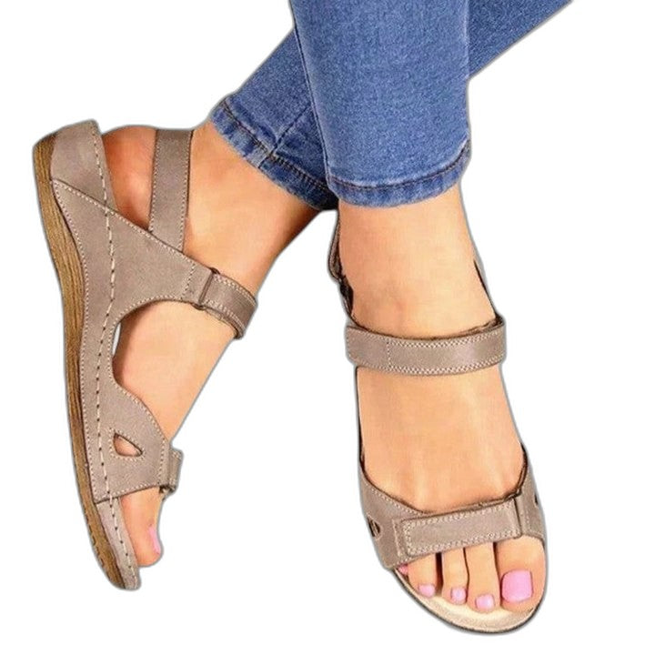 Comfortable Red Sandals for Women with Ankle Strap Open Toe Buckle Casual Style