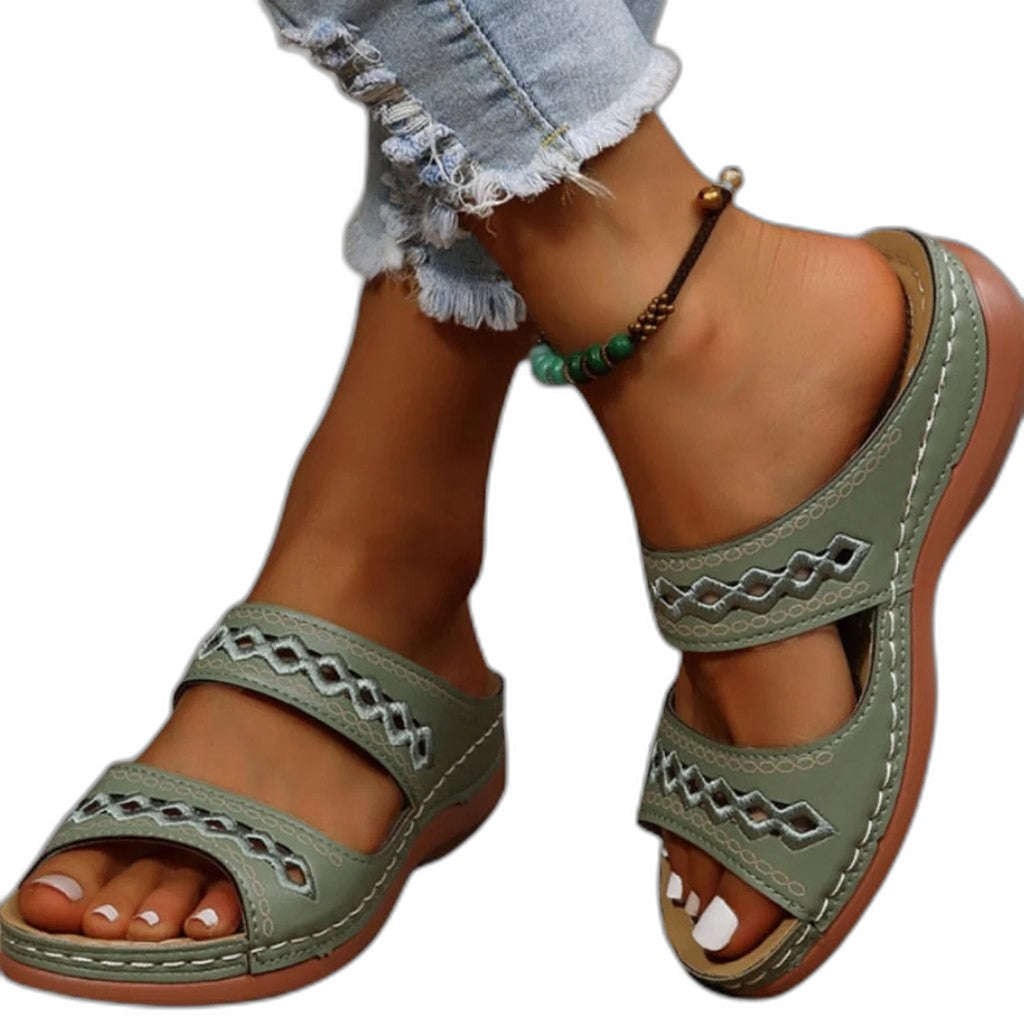 Comfortable Red Sandals for Women with Ankle Strap Open Toe Casual Style