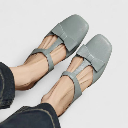 Comfortable Sage Green Leather Mary Jane Shoes for Women with Block Heel Ankle Strap Closed Toe Casual Style