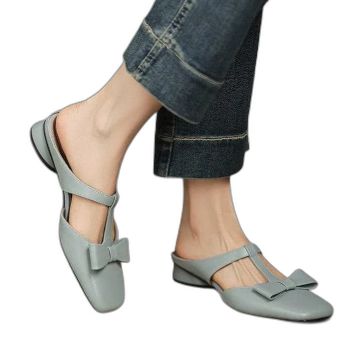 Comfortable Sage Green Leather Mary Jane Shoes for Women with Block Heel Ankle Strap Closed Toe Casual Style