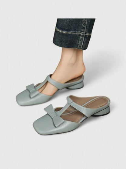 Comfortable Sage Green Leather Mary Jane Shoes for Women with Block Heel Ankle Strap Closed Toe Casual Style