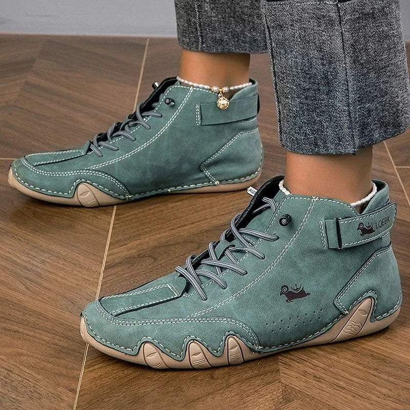 Comfortable Sage Green Suede Sneakers for Women with Closed Toe Lace Up Casual Style