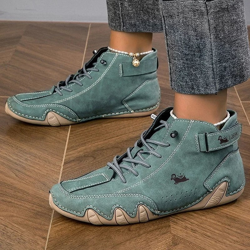 Comfortable Sage Green Suede Sneakers for Women with Lace Up Casual Style