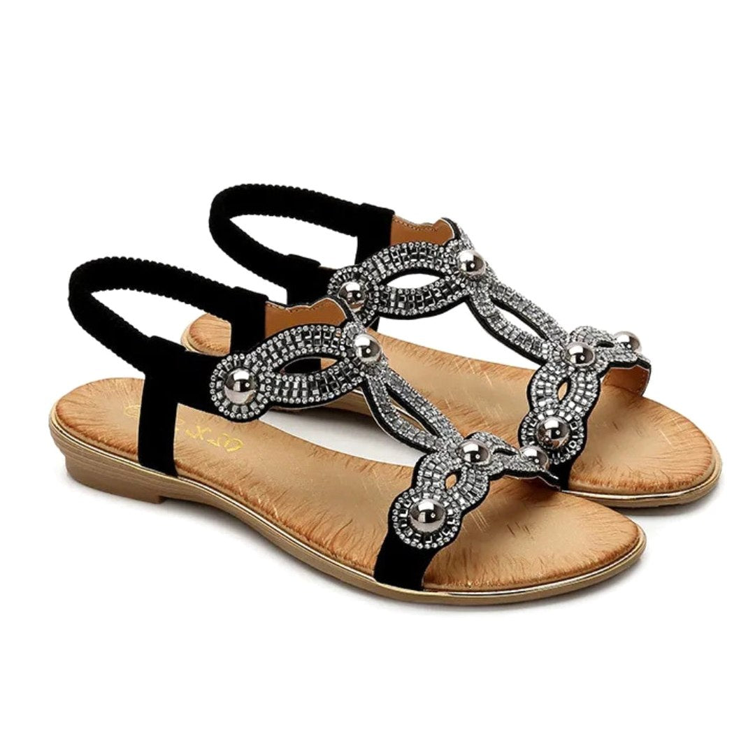 Comfortable Sandals for Women with Ankle Strap Open Toe Studded Casual Style