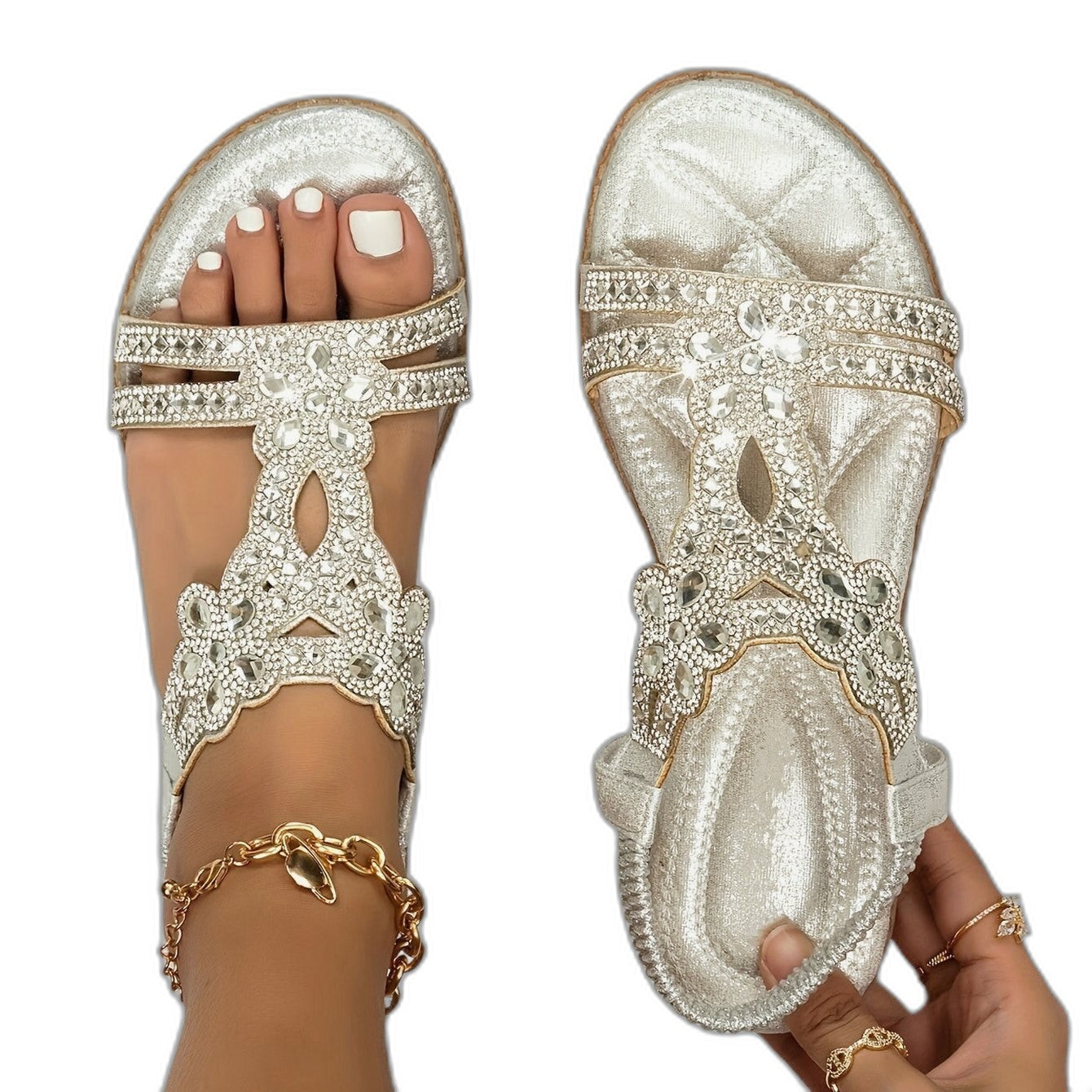 Comfortable Sandals for Women with Open Toe Studded Vacation Style